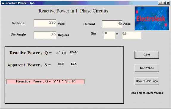 Screen shot of Reactive Power in  Single Phase  Circuits