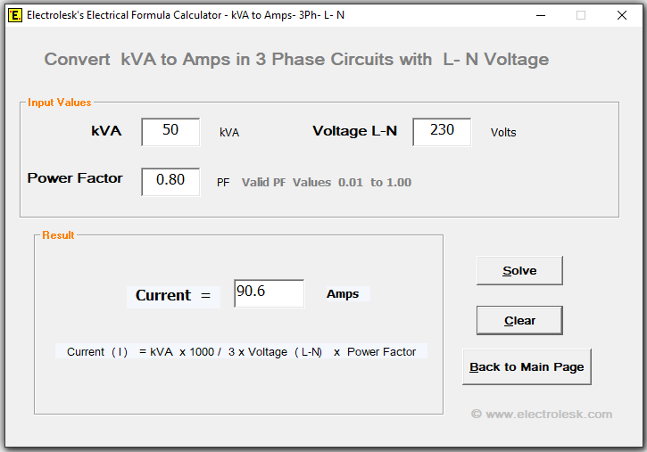 electrical formula calculator